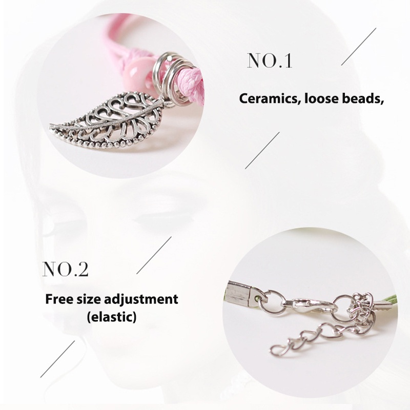 【kifli】Vòng đeo tay bằng dây bện phối hạt gốm có thể điều chỉnh（quà tặng ngày thiếu nhi）