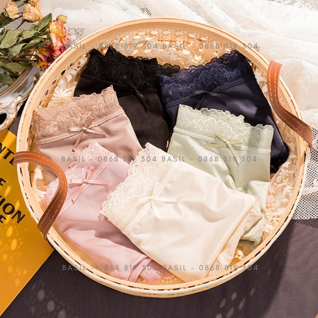 Quần lót nữ S15 thun lạnh phối ren set 6 quần siêu mềm cao cấp BASIL