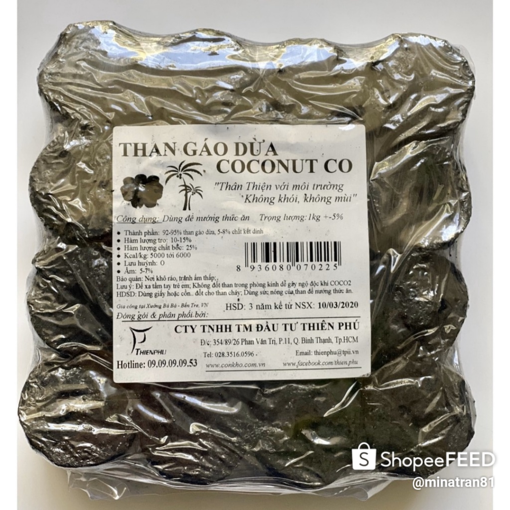 1KG Than Gáo Dừa Sạch COCONUT CO Than Không Khói Dùng Nướng BBQ, Than Hơ Lá Trầu Cho Bé Và Mẹ Sau Sinh (1kg Gồm16 Viên)