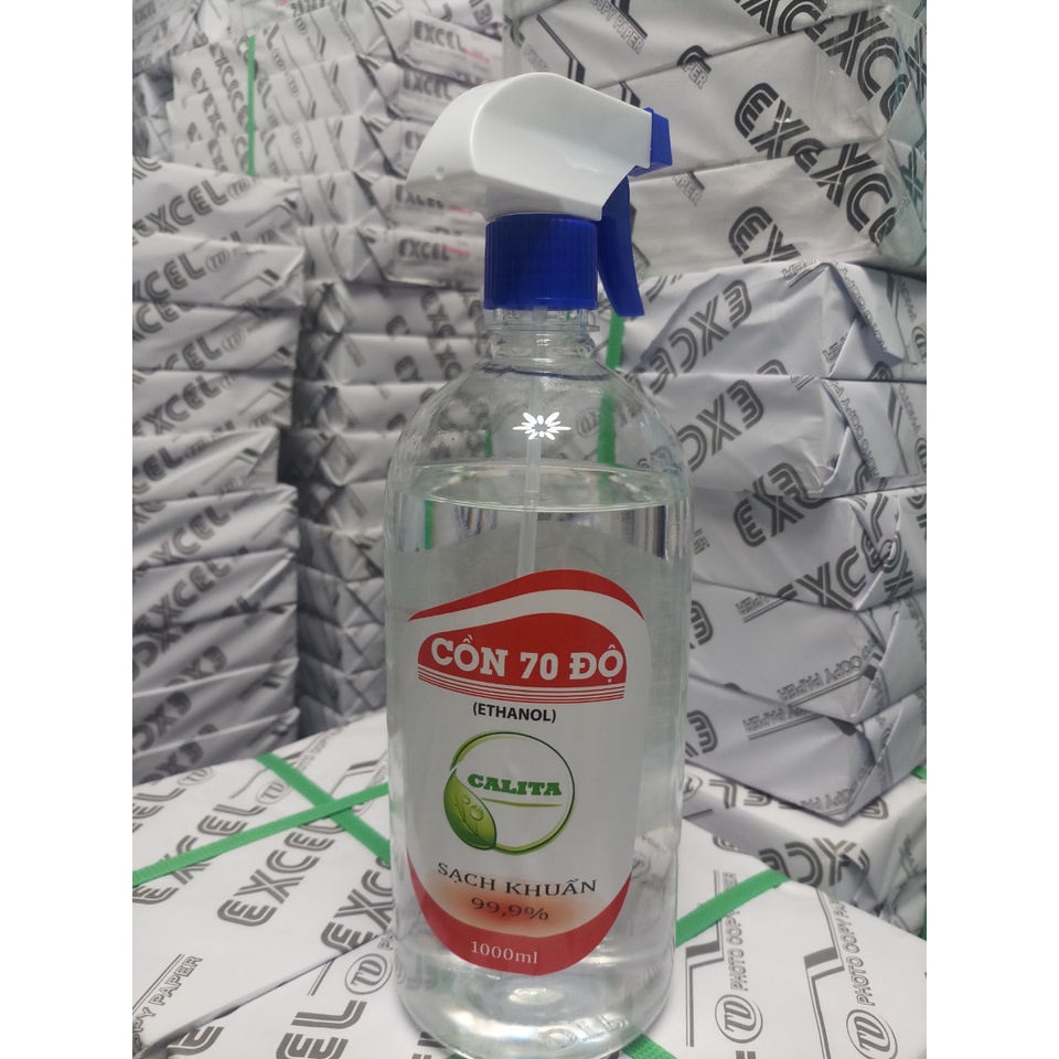 Cồn 70 độ - xịt rửa tay kháng khuẩn chai 1000 ml có vòi xịt