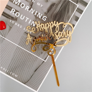 Topper mica Anniversary xoắn vàng