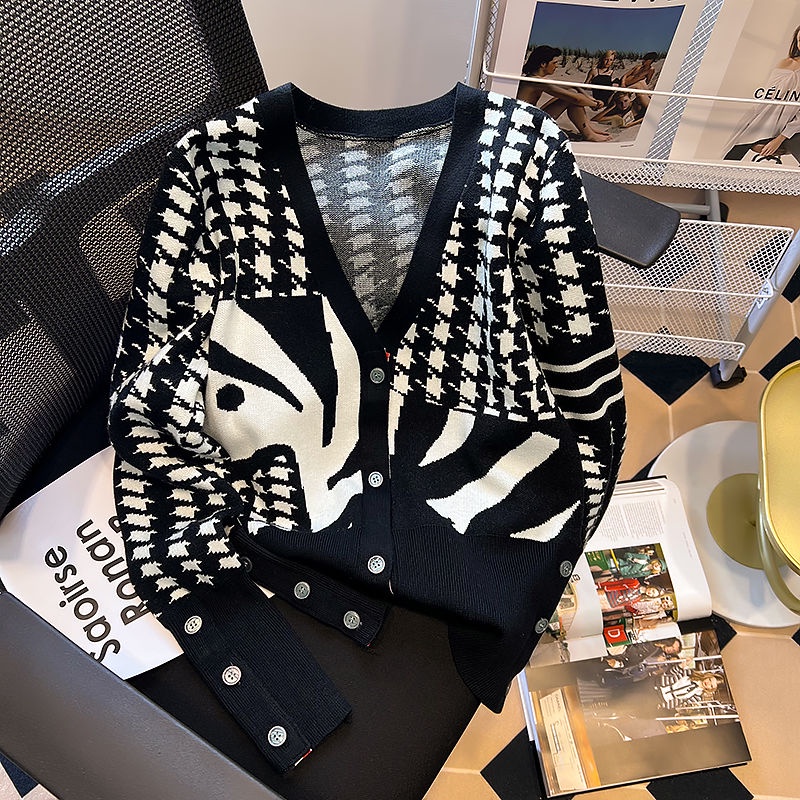 Áo Khoác Cardigan Dệt Kim Dáng Rộng Cổ Chữ V Thời Trang Cho Nữ  tao bao