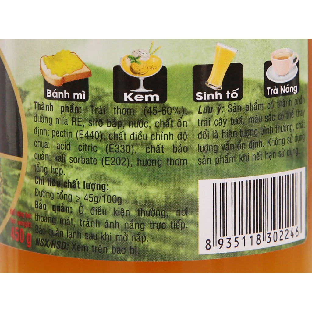 [450g] MỨT TRÁI THƠM (mứt dứa) [VN] GOLDEN FARM Pineapple Preserves (halal) (bph-hk)