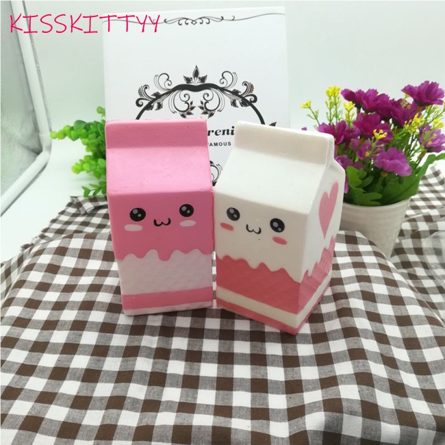 kisskittyy Cute Slow Rising Milk Bag Toys Soft Squishy Milk Box Stress Anxiety Reducer Creative PU Vent Toy