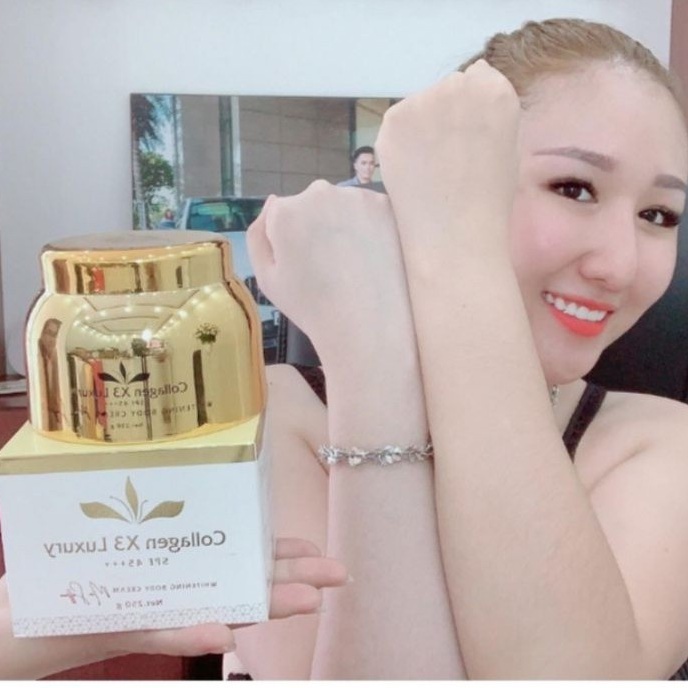 Kem Body Collagen X3 Luxury Đông Anhh  Với Tinh Chất Nhụy Hoa Nghệ Tây Và Vitamin E Giúp Da Trắng Sáng Tự Nhiên