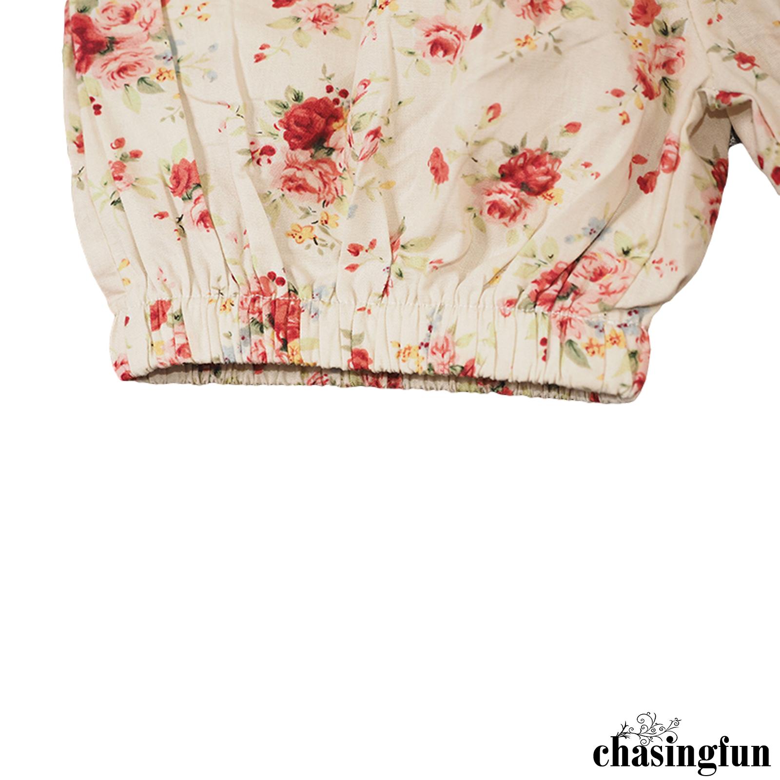 CHF-Baby Girl Clothing Set Short Sleeve Doll Collar Yellol T-shirt + Floral Suspender Shorts