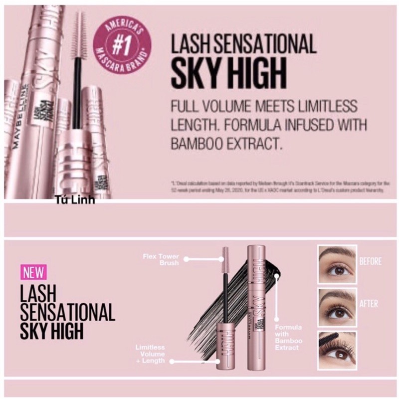 [Có Bill UK] [Sẵn] Mascara Sky High hot hit Tiktok dài và dày mi chống nước