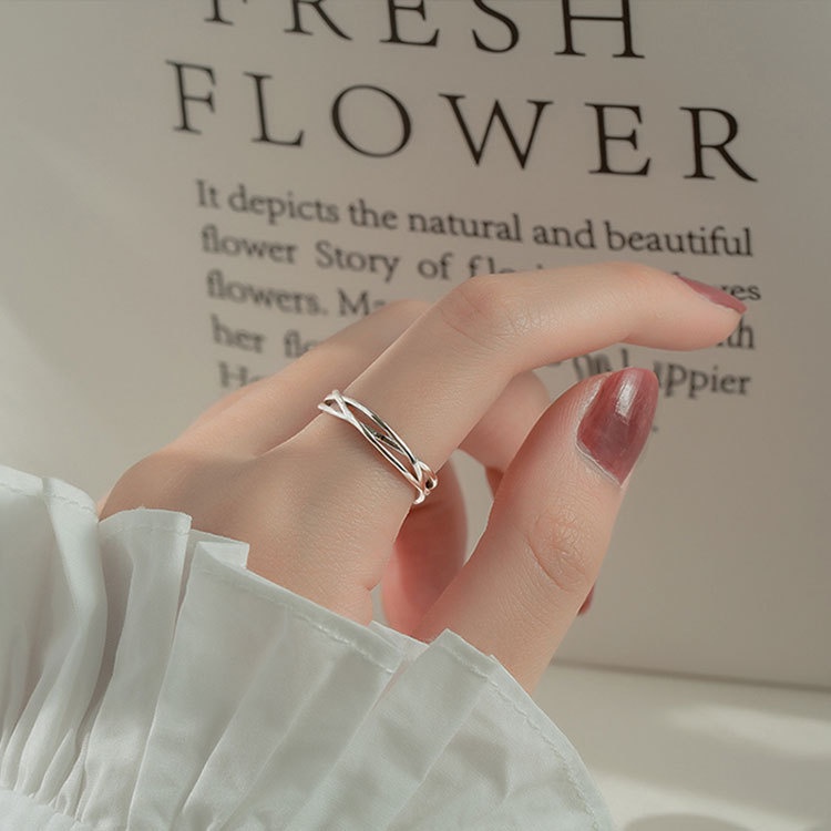 Nhẫn nữ bạc thật 925 dáng mở freesize sóng đan đơn giản, cá tính, dễ đeo | HARMONY ACCESSORIES N29