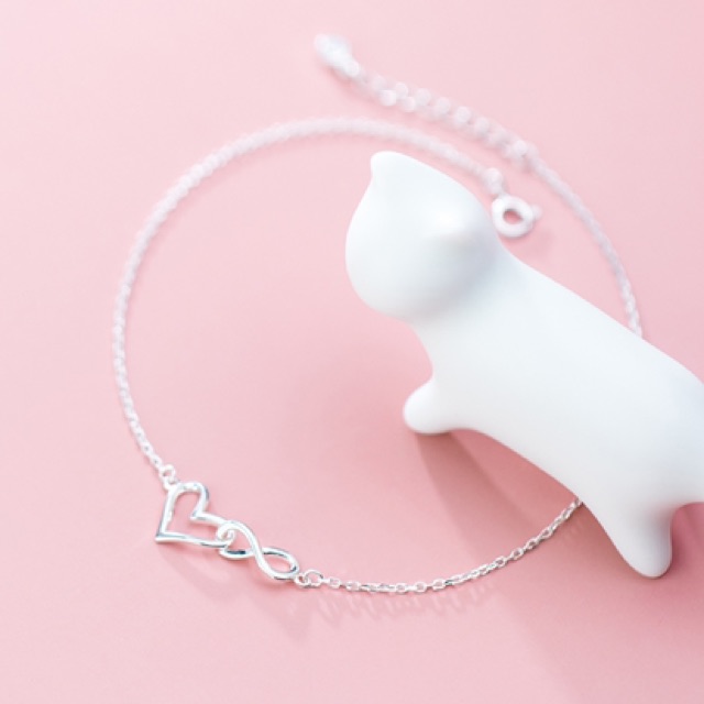 Lắc chân bạc nữ H.A.S hình vô cực và tim lồng nhau 21-24cm - Lắc chân bạc thời trang | BigBuy360 - bigbuy360.vn