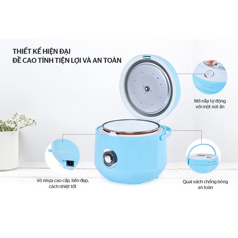 Nồi cơm điện happytime HTD8522G dung tích 1.2L lòng nồi chống dính siêu bền giữ nhiệt tốt nấu cơm nhanh