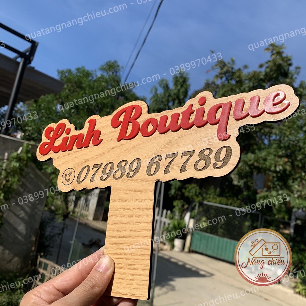 Bảng gỗ handmade cầm tay xinh xắn - Đạo cụ giúp chị em bán hàng - Thiết kế và khắc tên shop theo yêu cầu