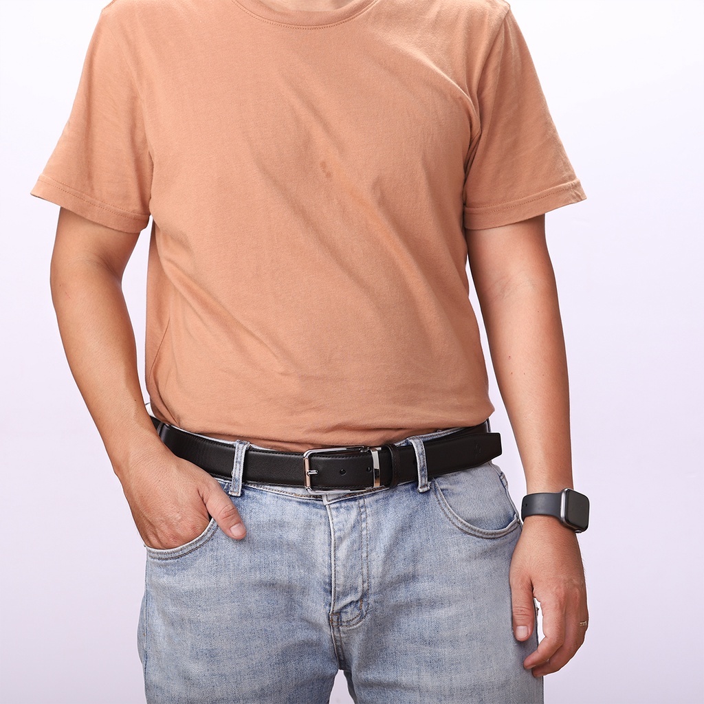 Thắt Lưng Nam Da Bò DAVANTI Đầu Kim Vân Dọc DT242D34