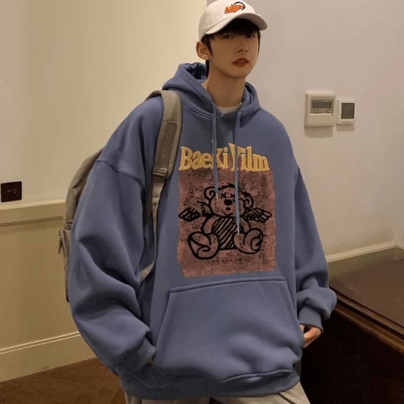 Áo hoodie Cỡ Lớn In Họa Tiết Hoạt Hình Phong Cách Hip Hop Đường Phố Hàn Quốc Chất Lượng Cao Cho Nam Và Nữ