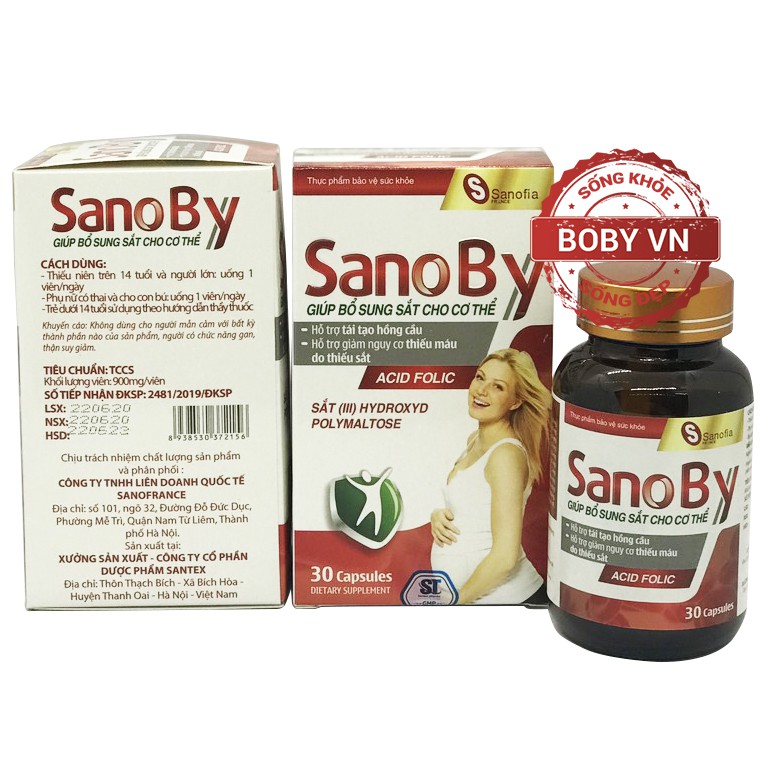 Sano By giúp bổ sung sắt và acid folic cho cơ thể, hỗ trợ tái tạo hồng cầu, giảm nguy cơ thiếu máu do thiếu sắt