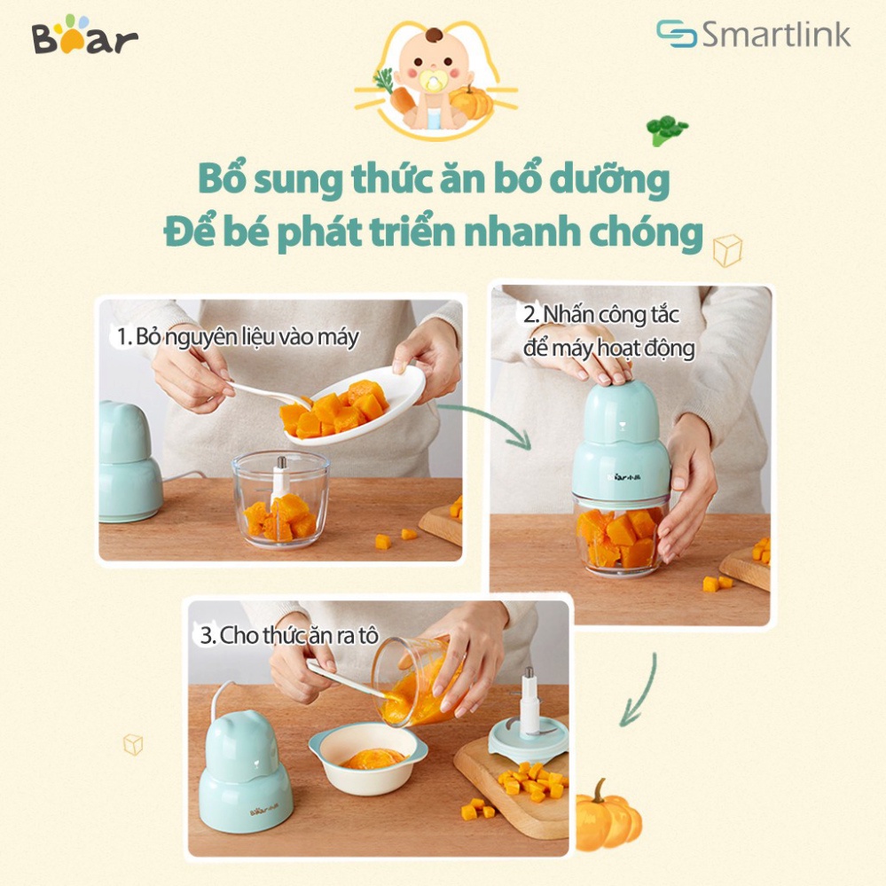 Máy xay thực phẩm mini Bear QSJ-B01P1 - Phiên bản Quốc Tế Chính Hãng BEAR bảo hành18 Tháng