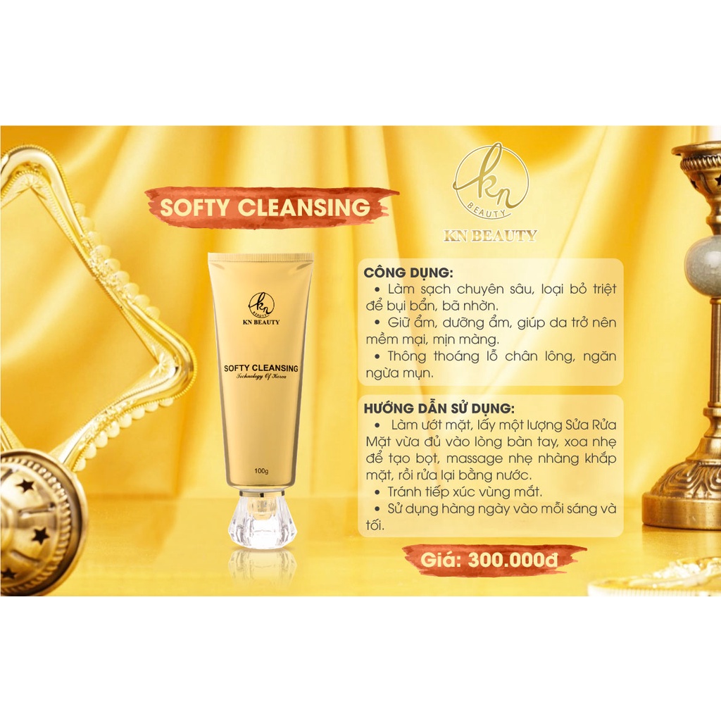 Sữa Rửa Mặt KN Beauty giữ ẩm cho da Softy Cleansing 100g tặng quà mini