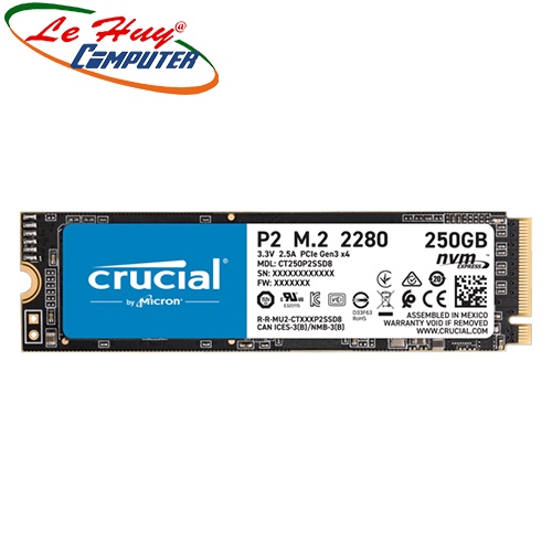 Ổ cứng SSD Crucial P2 250GB NVMe 3D-NAND M.2 PCIe Gen3x4 CT250P2SSD8
