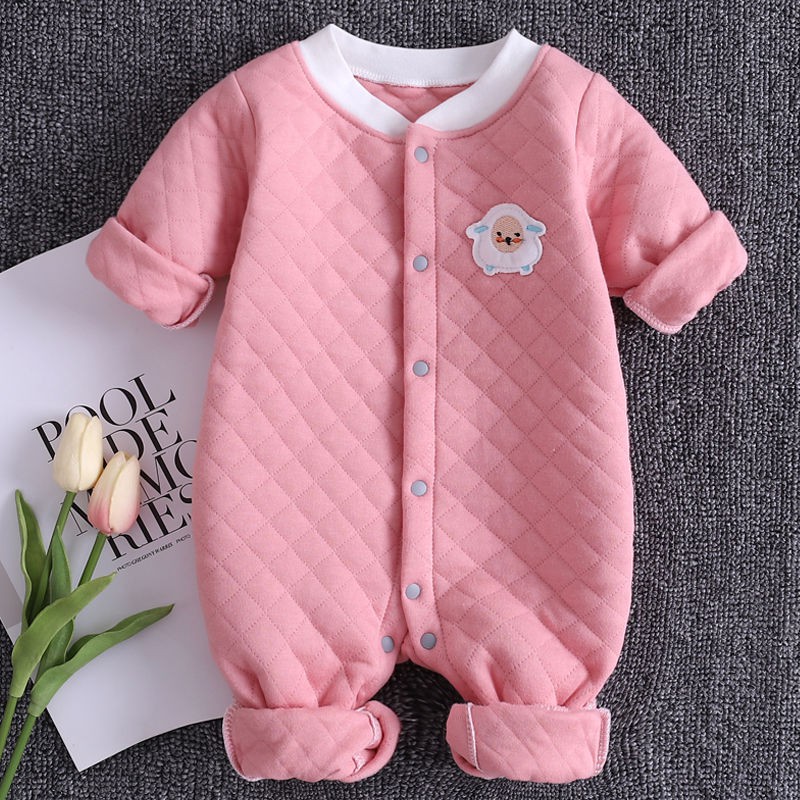 Body dài  liền thân trần bông, bodysuit dài tay cotton cho bé trai và bé gái sơ sinh từ 3-15kg, họa tiết trơn - 𝐁𝐃𝟑𝟑