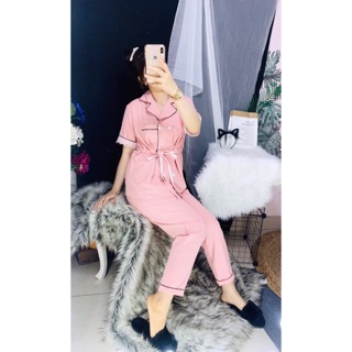 Pijama satin lụa ngắn phối màu lụa loại 1