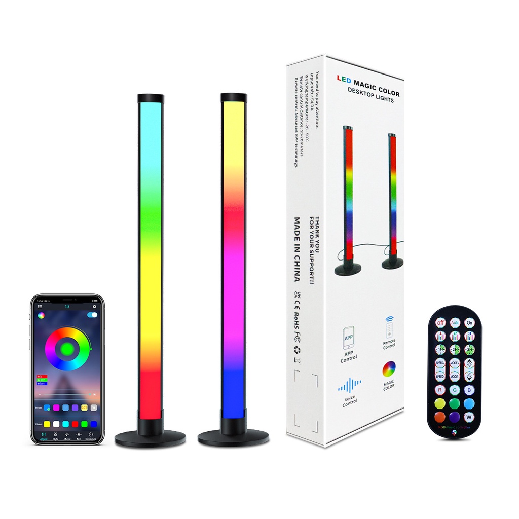 Đèn Led để bàn ARGB nháy theo nhạc |gổm 2 thanh| trang trí phòng ngủ, phòng game, bàn làm việc, điều khiển qua APP