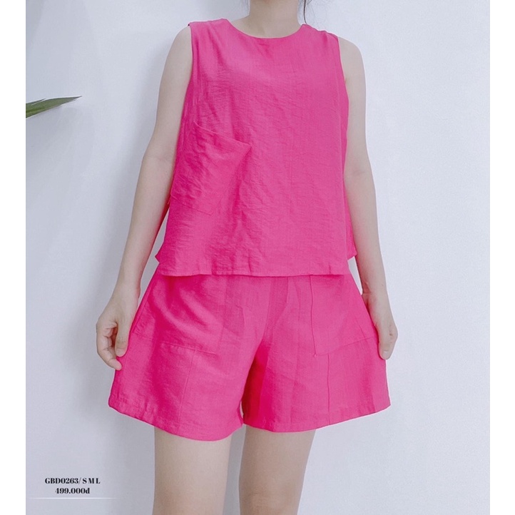 (hot trend)Set bộ đũi linen vạt tôm nhiều màu sắc xát nách điệu đà nữ tính