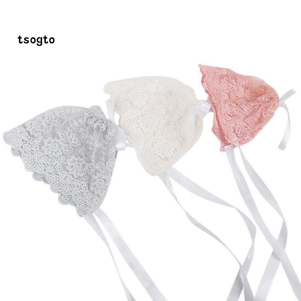 Mũ Trùm Đầu Phối Ren Hoa Cho Bé Gái