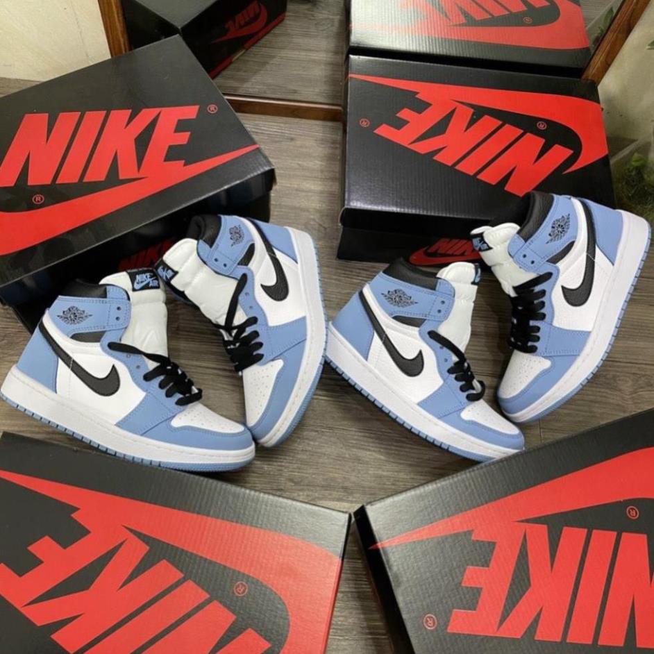 Giày thể thaoFREESHIP air Jordan Xanh Dương Móc Đen cổ cao nam nữ full box bill