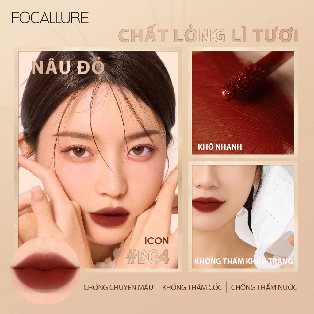 FOCALLURE Air Mist Lip Cream Velvet Matte Silky-Smooth Waterproof Quick-dry Liquid Matt Lipstick 2.5g/pcs | BigBuy360 - bigbuy360.vn