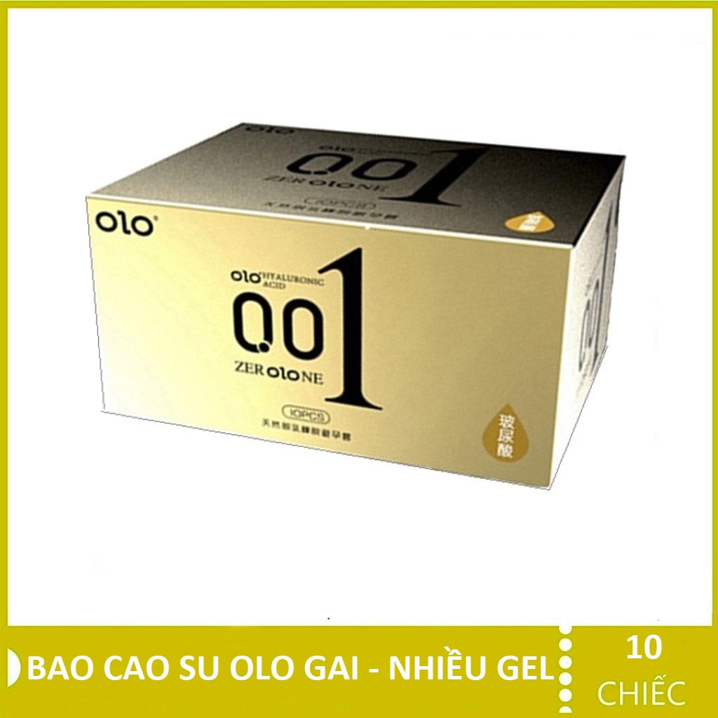 Bao Cao Su Gai OLO 001 Vàng Bao Cao Su Bi Siêu Mỏng, nhiều trơn- Hộp 10 BCS