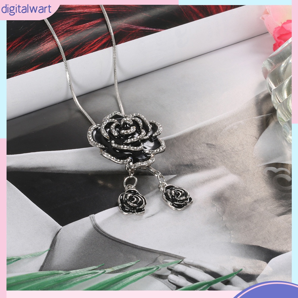 Vòng Cổ Mặt Hình Hoa Hồng Đính Đá Phong Cách Cổ Điển Cho Nữ