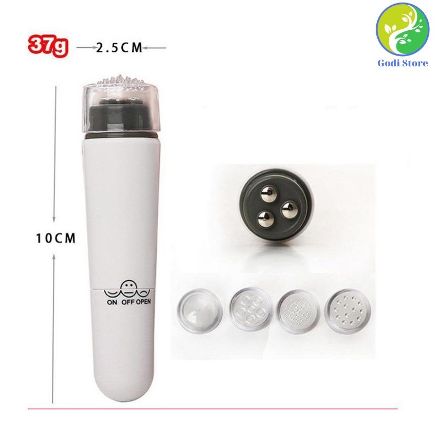 Bút Rung Massage Mini Tay Cầm Nhỏ Gọn Tích Hợp 4 Đầu Mát Xa Loại Bỏ Nếp Nhăn, Mát Xa Vai Gáy  Tiện Lợi - G89