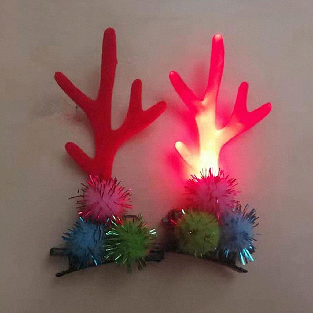 Kẹp tóc hình sừng tuần lộc có đèn LED