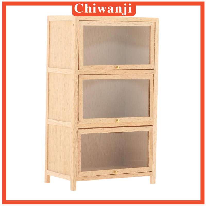 Mô hình kệ sách gỗ 3 tầng tỉ lệ 1:12 trang trí nhà búp bê