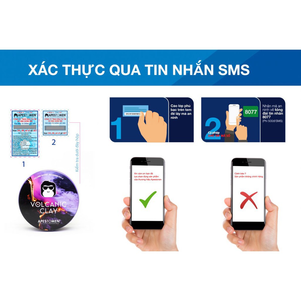 Sáp Vuốt Tóc Volcanic Clay Chính Hãng Tem Check SMS + Gôm Xịt Tóc Tùy Chọn