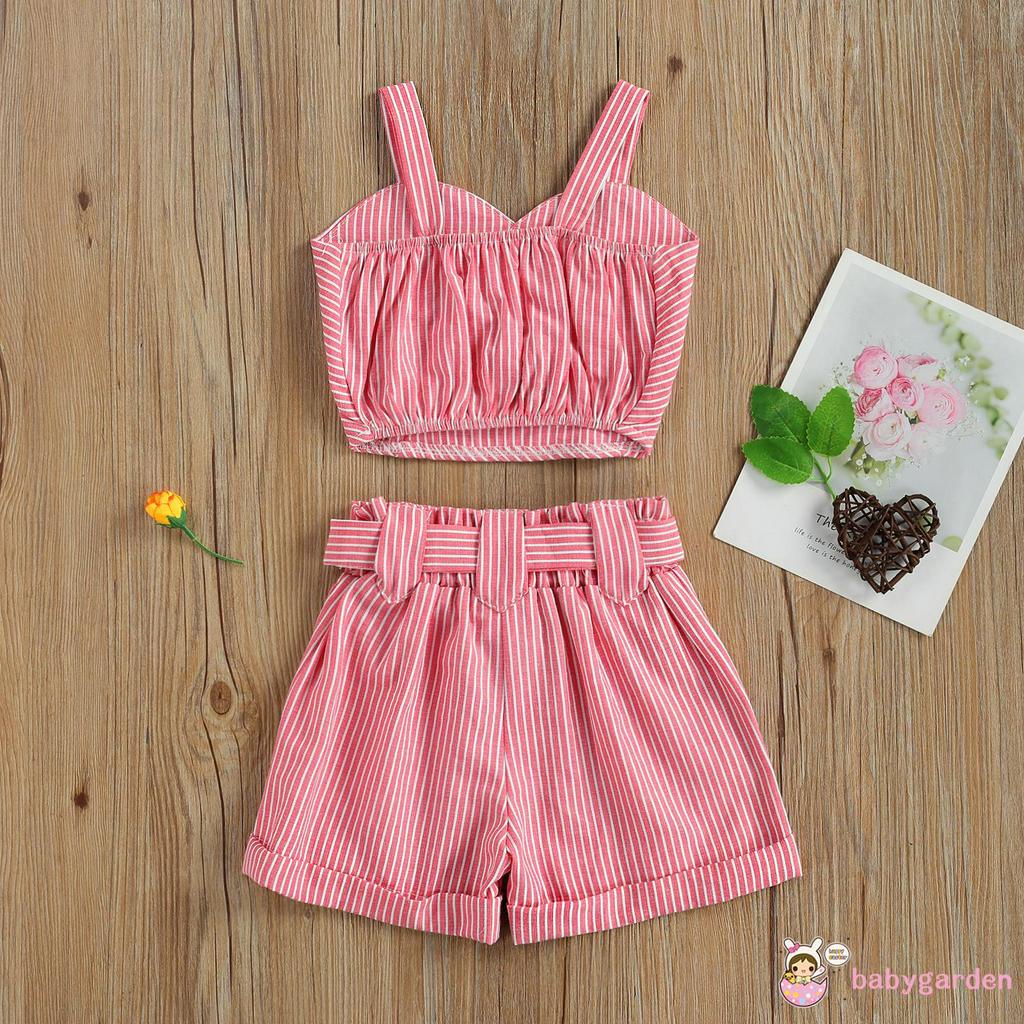 Bộ Áo Và Quần Kẻ Sọc Cho Bé Gái Từ 2-7 Tuổi