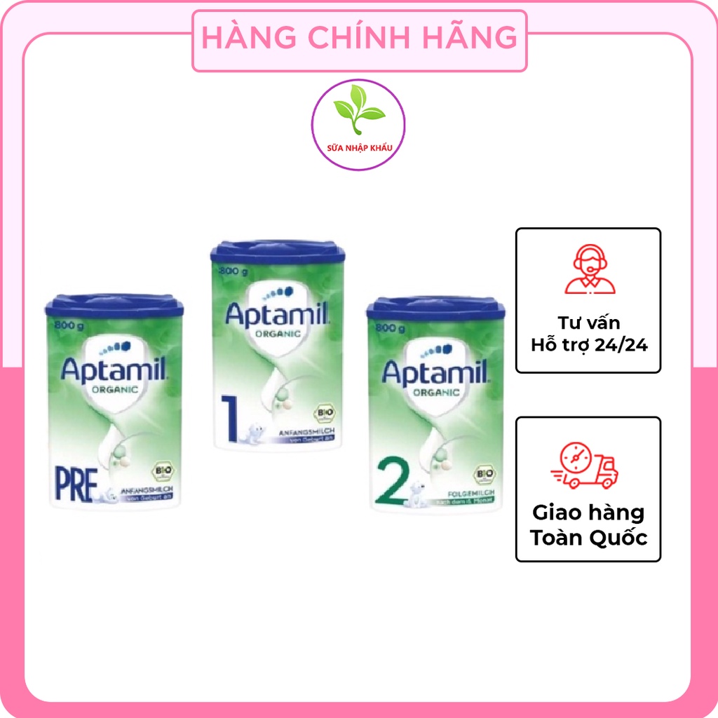 Sữa bột Aptamil Organic Đức số 1,2 sữa sạch hữu cơ cho trẻ em hộp 800g