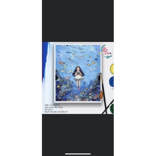 Tranh tô màu số hóa côbé tóc xù tổng hợp- Boodoor Tranh Sơn Dầu