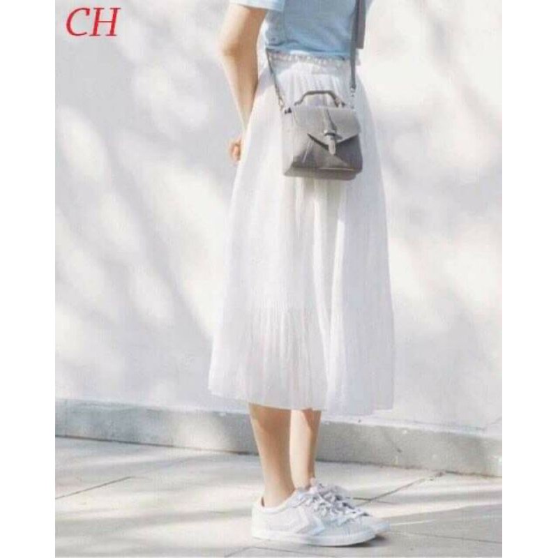 Chân váy xếp ly trắng dài midi (Loại 1) ;Váy tiểu thư; công chúa ; tennis; Vintage phong cách Hàn Quốc