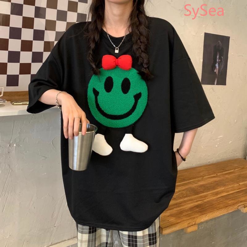 Áo Thun Thêu Họa Tiết Hoạt Hình Xinh Xắn Theo Phong Cách Mùa Hè Hàn Quốc Dành Cho Nữ /