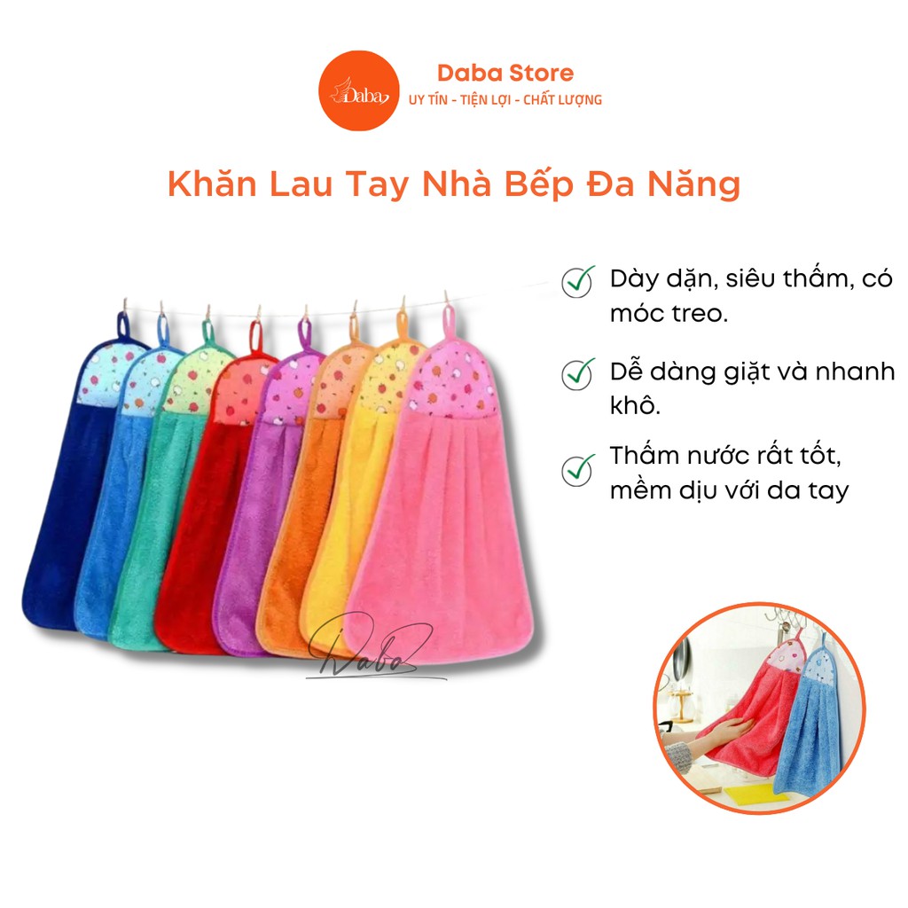 Khăn lau bếp lau tay [Loại 1] có móc treo tiện lợi , chất dày dặn