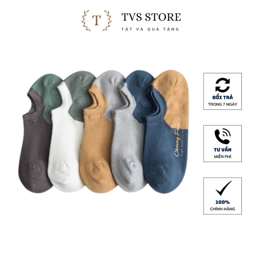 Set 5 đôi tất lươi nam vớ nam cổ ngắn CHEEMY khử mùi kháng khuẩn chống hôi chân TVS_032