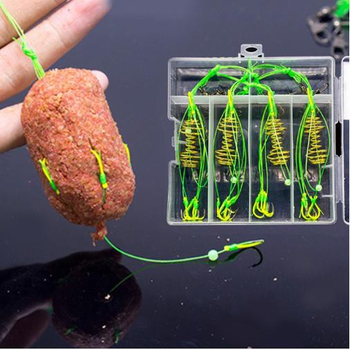 Lưỡi câu cá lăng xê  màu xanh Hộp 4 lưỡi siêu bén siêu nhậy chính hãng chất lượng giá rẻ