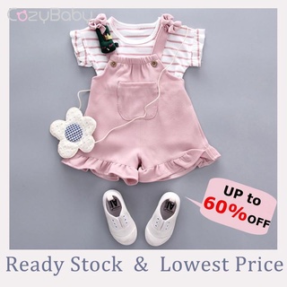Trang phục 2 mảnh gồm áo thun cotton và quần short sành điệu cho bé gái