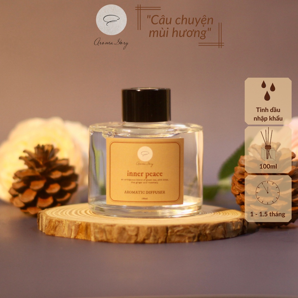 Tinh Dầu Khuếch Tán Aroma Story Hương Gừng Thái, Sen Hồng, Hương Thảo Và Trà Xanh Inner Peace Size 50ml/100ml