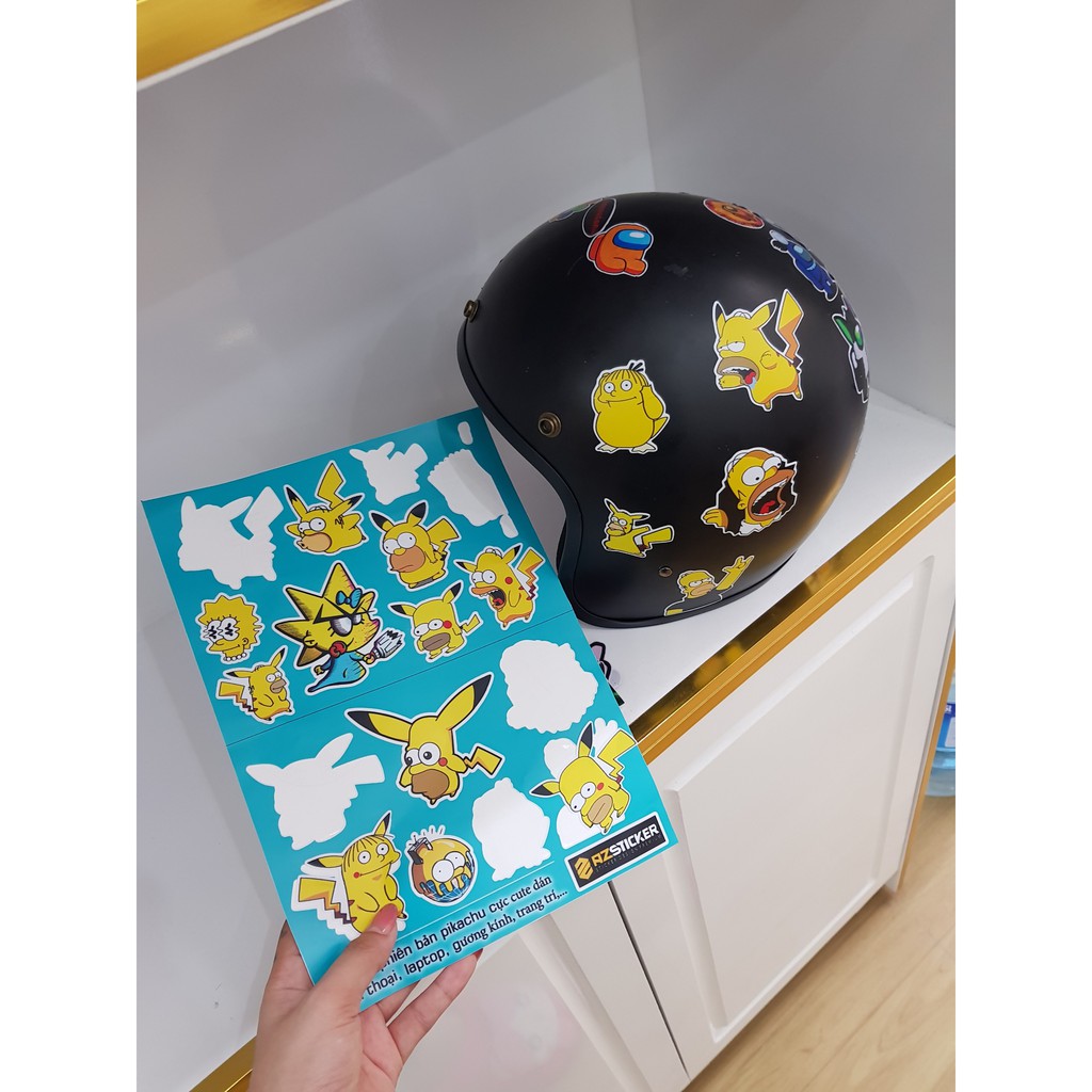 Set 15 Sticker Simpson Phiên Bản Picachu Cực Cute Dán Xe Máy Điện Thoại , laptop , Nón Bảo Hiểm Chống Thấm Nước...