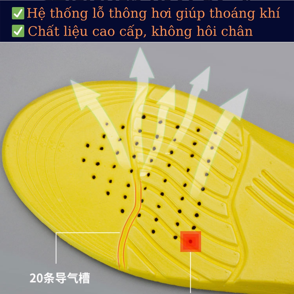 Lót giày thể thao Eva 3 lớp, êm chân, siêu nhẹ, giảm va chạm, khử mùi, thoáng khí