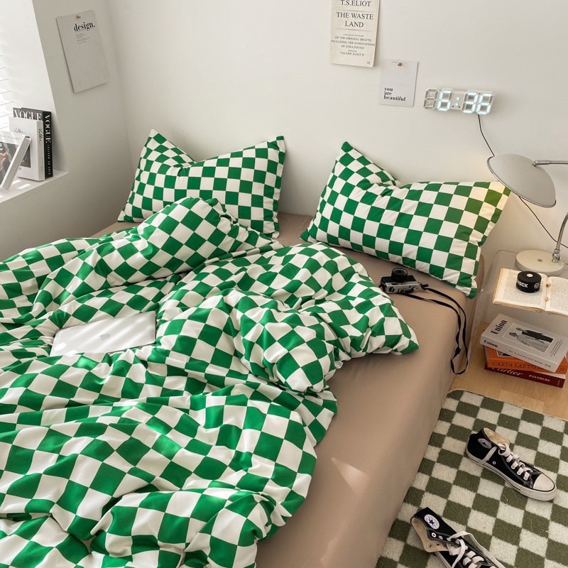 Bộ chăn ga gối Cotton TC caro kẻ MÂY BEDDING đủ màu đủ kích thước nệm 1m2 1m4 1m6 1m8 2m