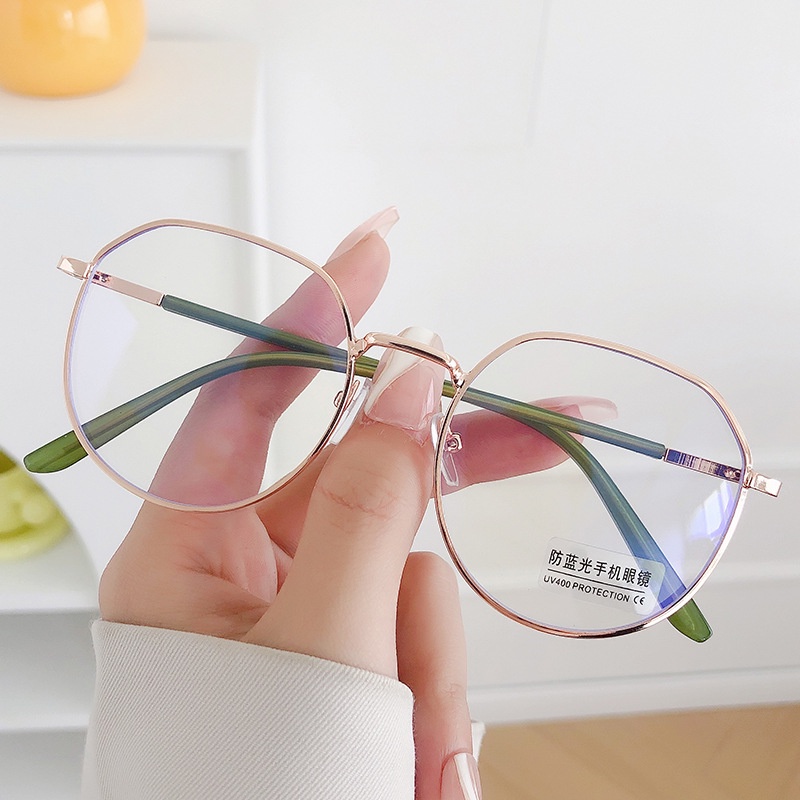 Mắt Kính Gọng Kim Loại Chống Tia Sáng Xanh Phong Cách retro
