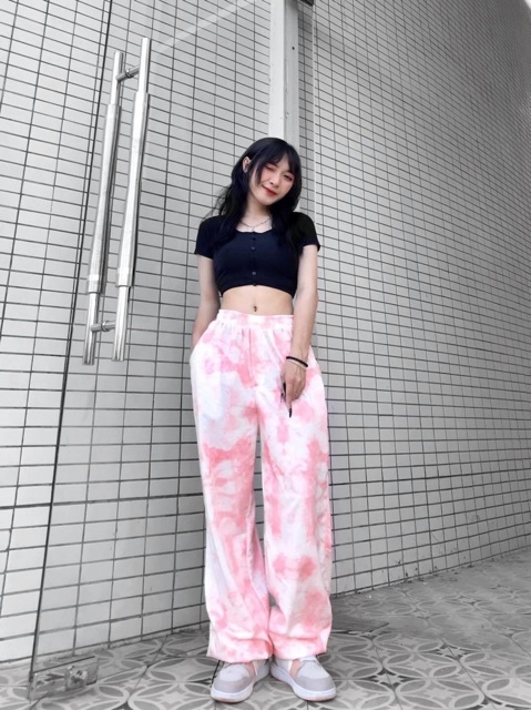 Quần Long Pants 3D Loang Cloud Ảnh Thật(Suông_Dây Rút Tự Điều Chỉnh)