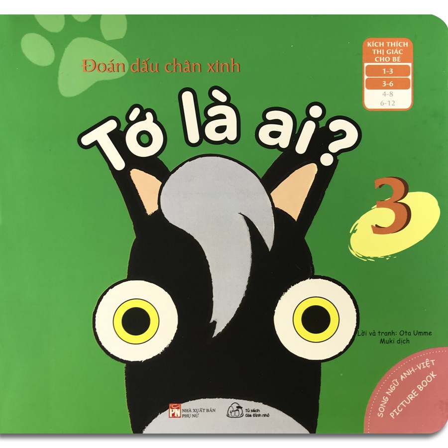 Sách - Ehon Nhận Biết - Đoán Dấu Chân Xinh - Tớ Là Ai? - Combo 3 quyển (Song ngữ Anh - Việt cho bé 1-6 tuổi) | BigBuy360 - bigbuy360.vn